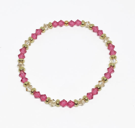 Swarovski Crystal Accent Bracelet in Bright Pink and Gold