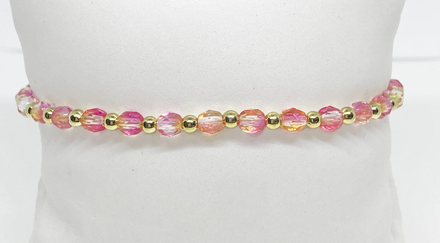 Polished Crystal Accent Bracelet in Pink Lemonade