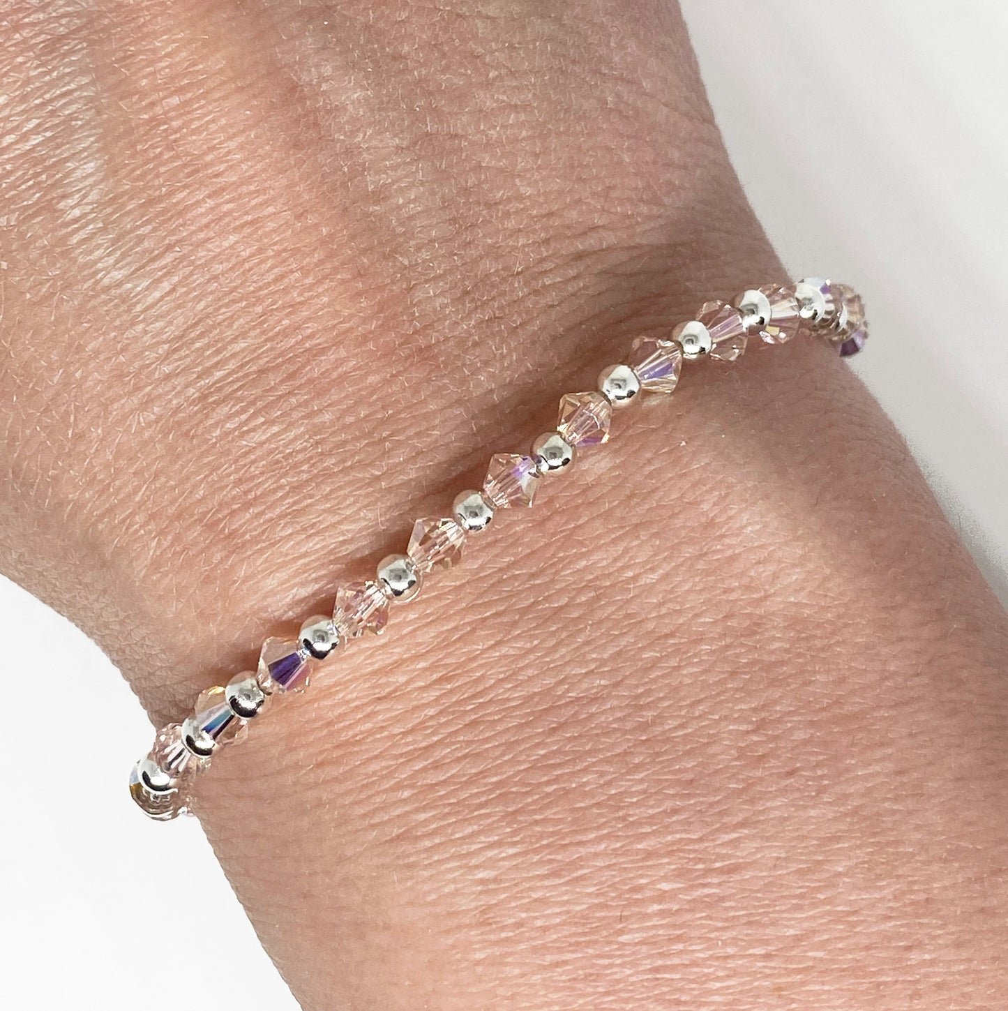 Swarovski Crystal Accent Bracelet in Silk Aurora with Silver Accents