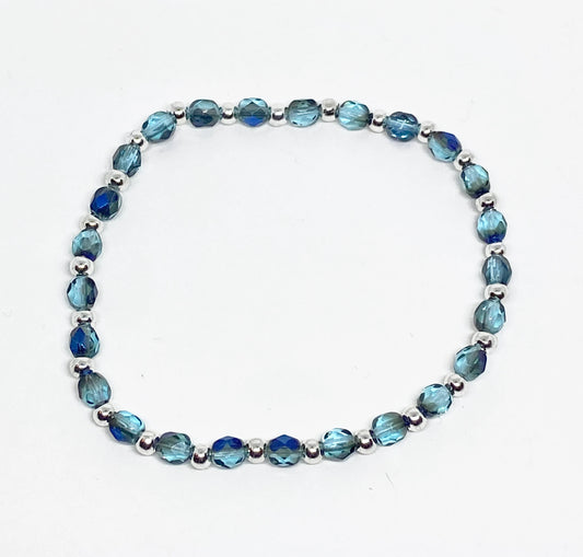 Polished Crystal Accent Bracelet in Blue Breeze with Silver Accents