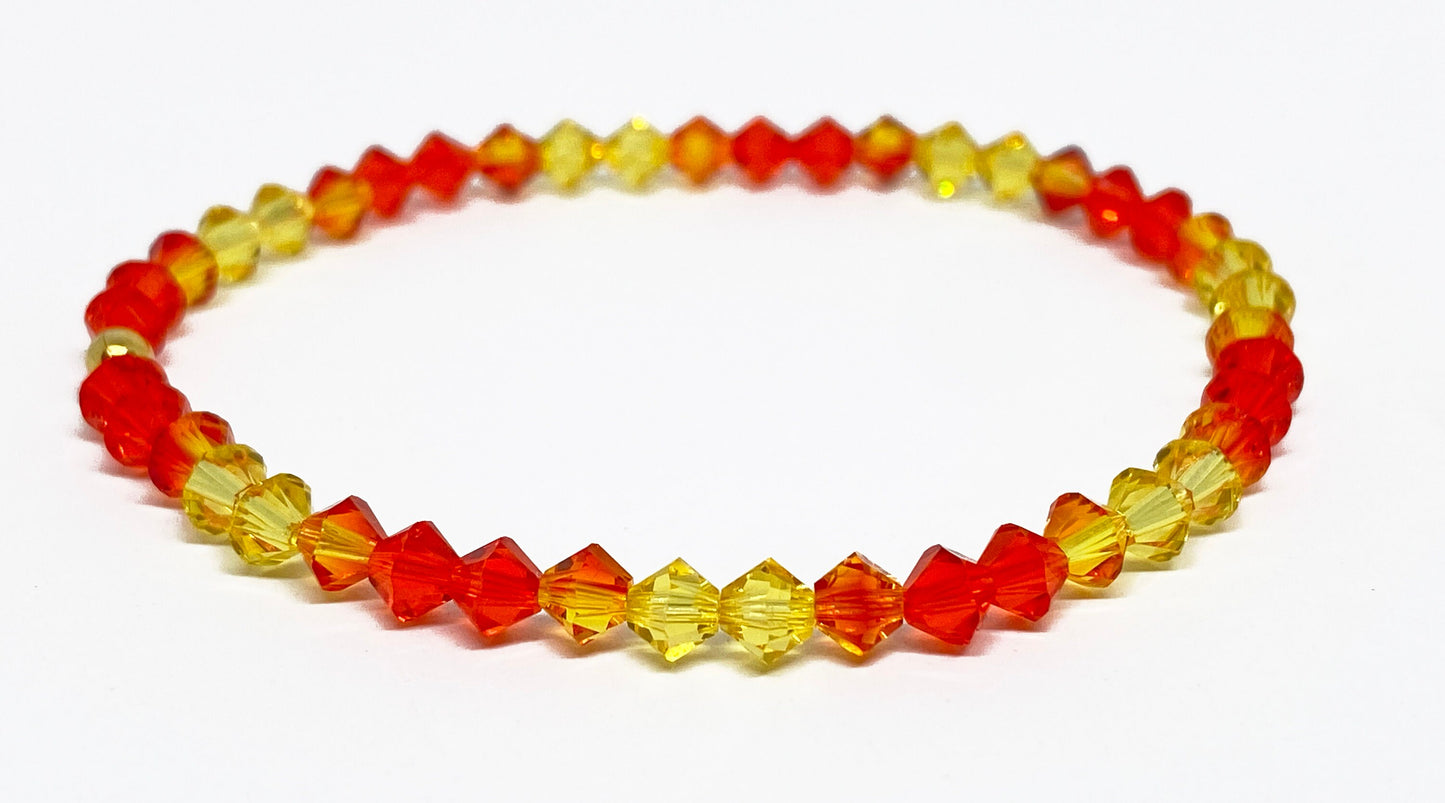 Swarovski Crystal Stretch Accent Bracelet in Summer Sunset - with Fire Opal, and Topaz Swarovski Crystals