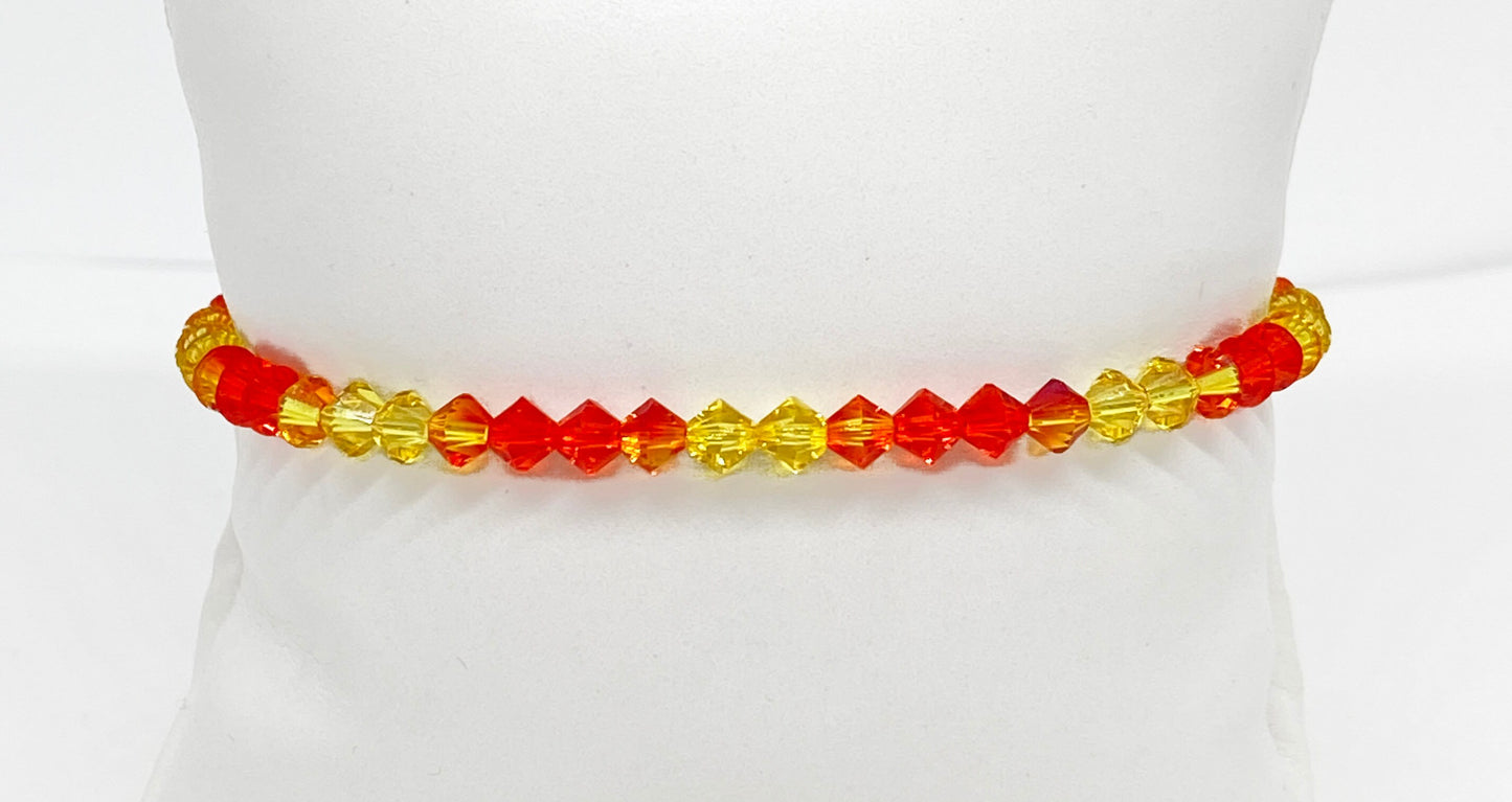Swarovski Crystal Stretch Accent Bracelet in Summer Sunset - with Fire Opal, and Topaz Swarovski Crystals