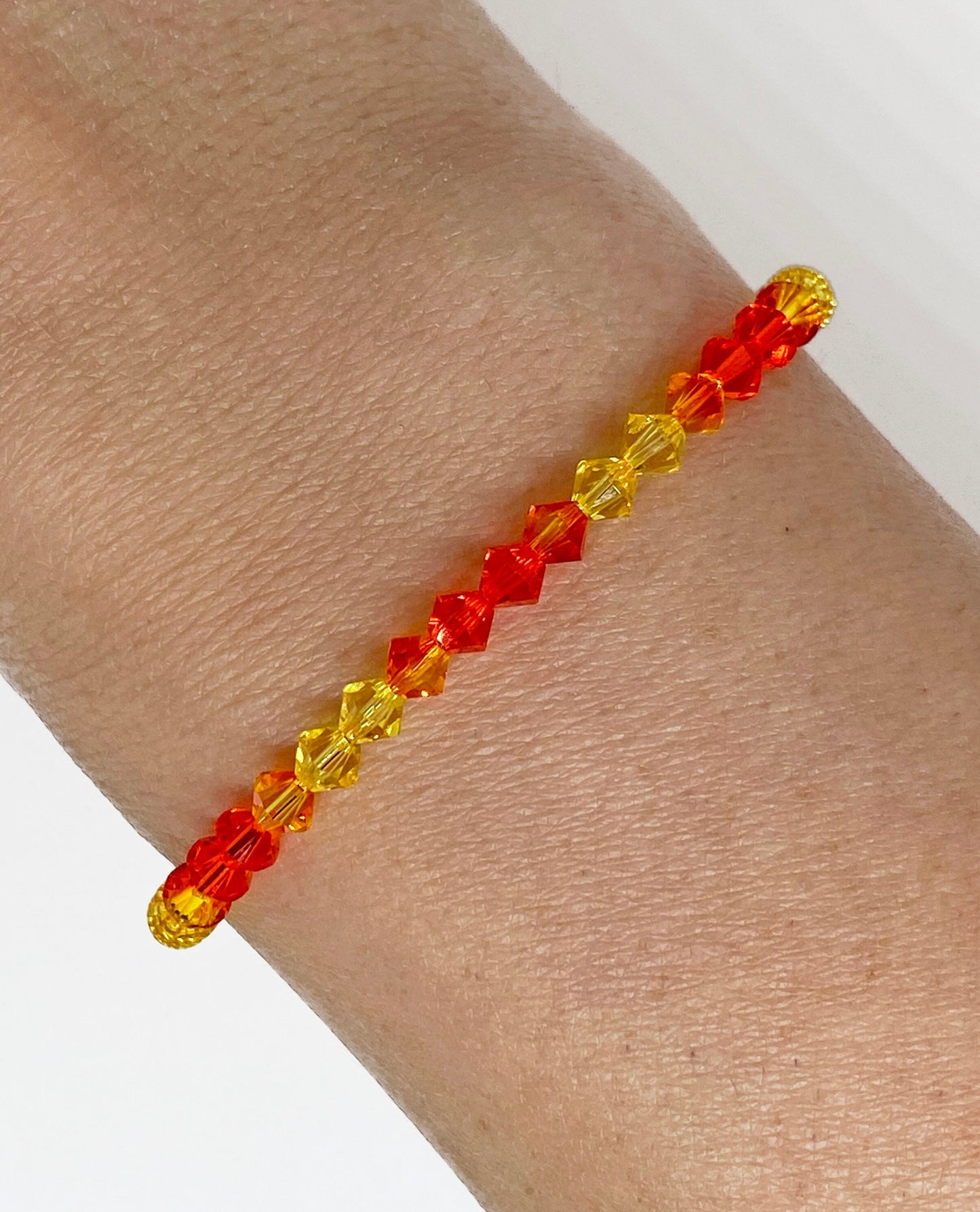 Swarovski Crystal Stretch Accent Bracelet in Summer Sunset - with Fire Opal, and Topaz Swarovski Crystals