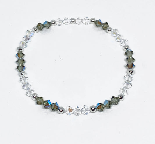 Swarovski Crystal Stretch Accent Bracelet in Gray Shimmer - with Black Diamond and Crystal Shimmer Swarovski Crystals