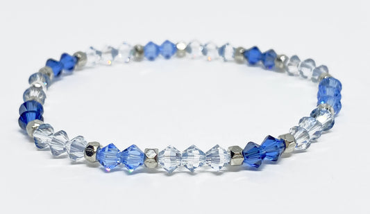 Swarovski Crystal Stretch Accent Bracelet in Blue Satin - with Sapphire and Blue Shade Swarovski Crystals
