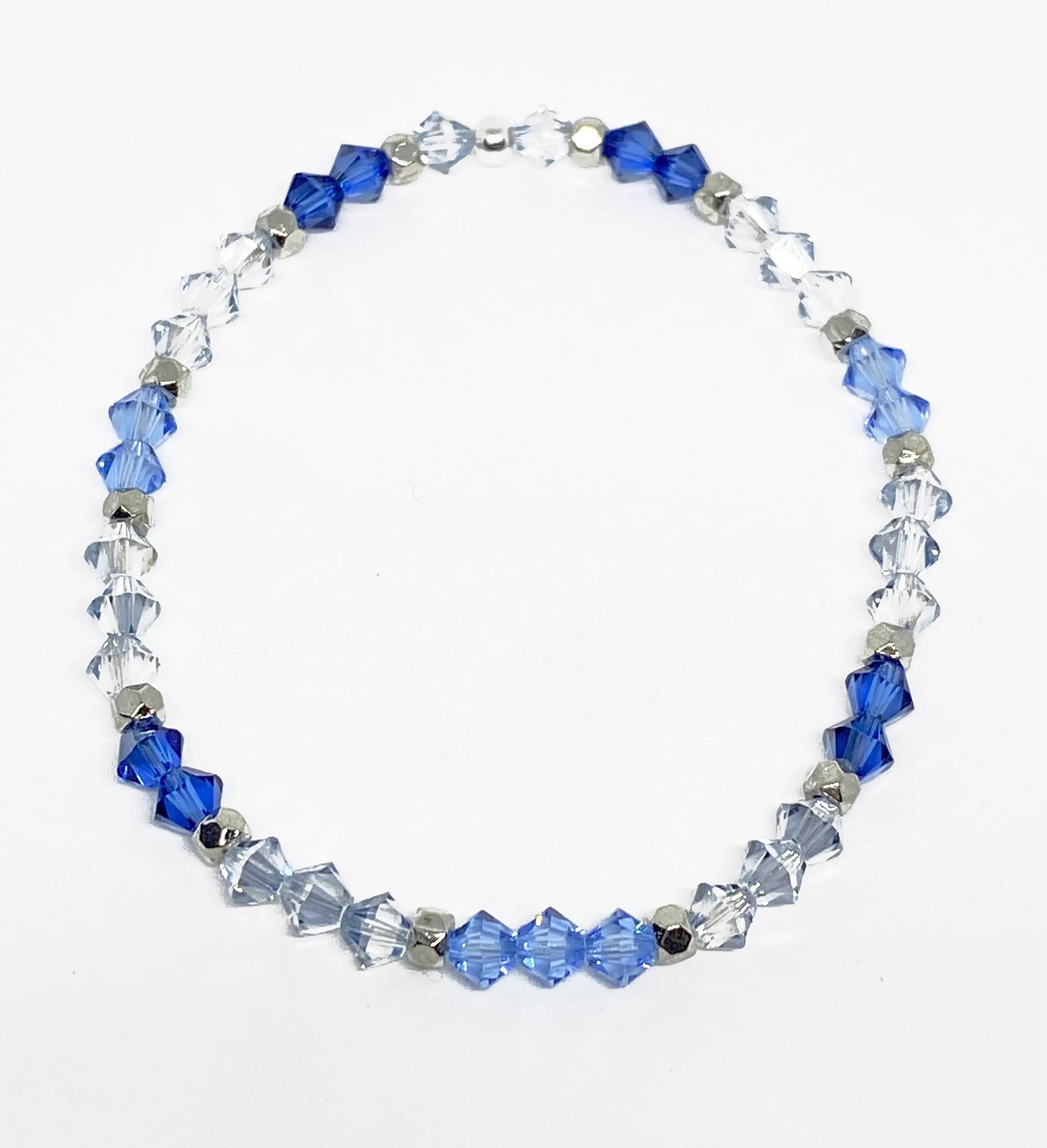 Swarovski Crystal Stretch Accent Bracelet in Blue Satin - with Sapphire and Blue Shade Swarovski Crystals