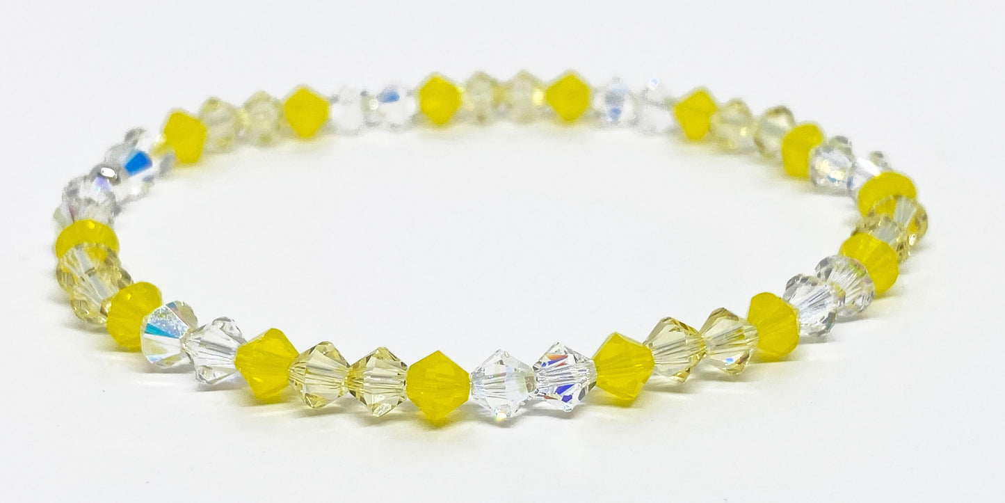 Swarovski Crystal Stretch Accent Bracelet in Sunshine - with Yellow Opal and Jonquil Swarovski Crystals