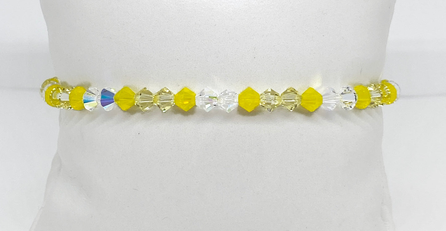 Swarovski Crystal Stretch Accent Bracelet in Sunshine - with Yellow Opal and Jonquil Swarovski Crystals