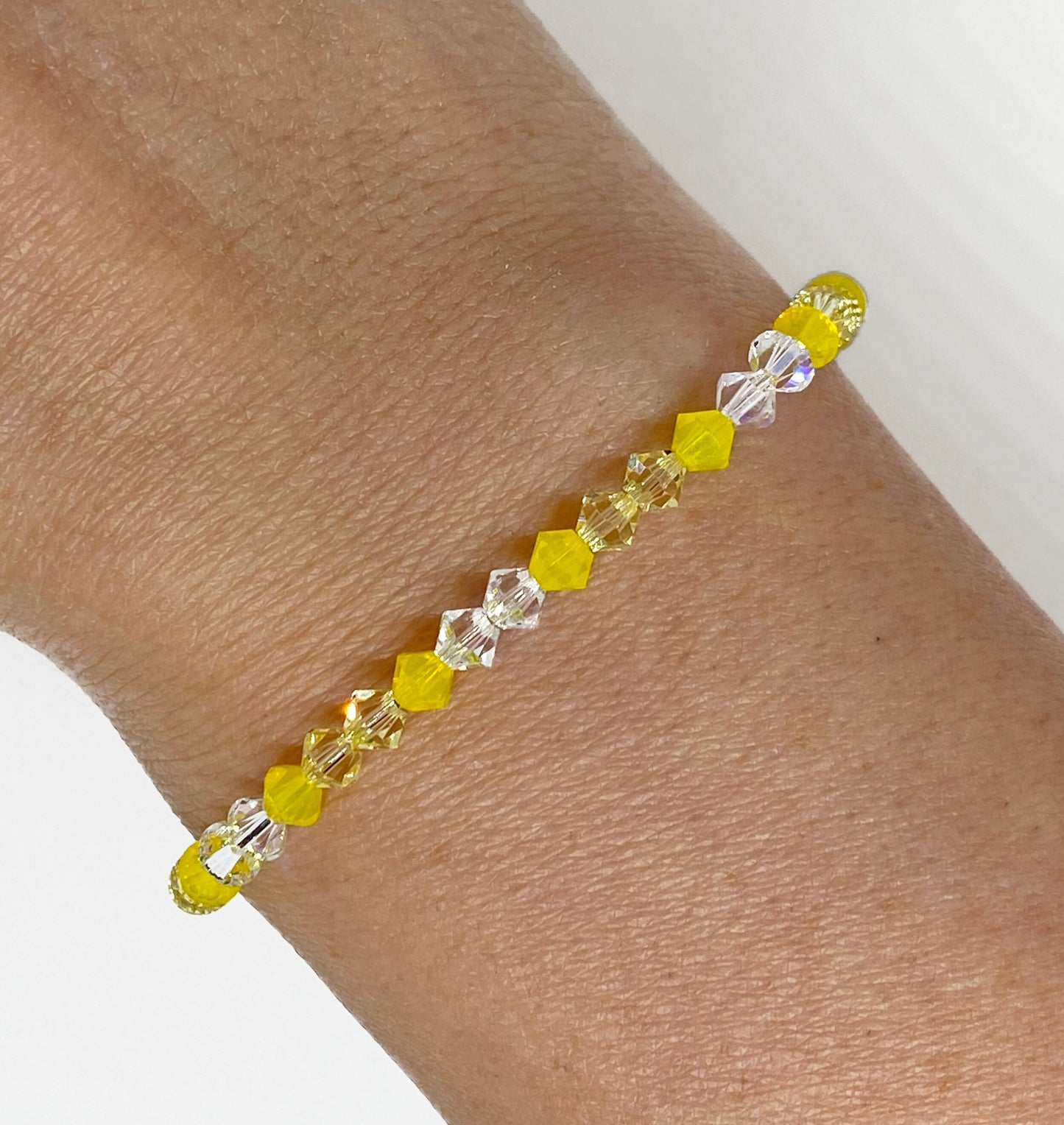 Swarovski Crystal Stretch Accent Bracelet in Sunshine - with Yellow Opal and Jonquil Swarovski Crystals