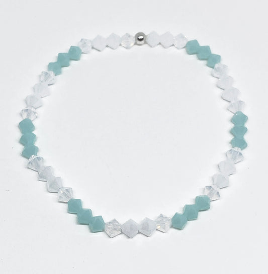 Swarovski Crystal Stretch Accent Bracelet in Mint Green- with Mint and White Alabaster Swarovski Crystals