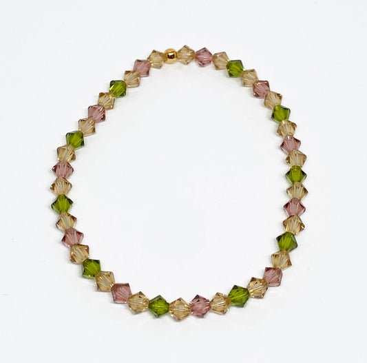 Swarovski Crystal Stretch Accent Bracelet in Dusty Rose - with Topaz and Olive Swarovski Crystals