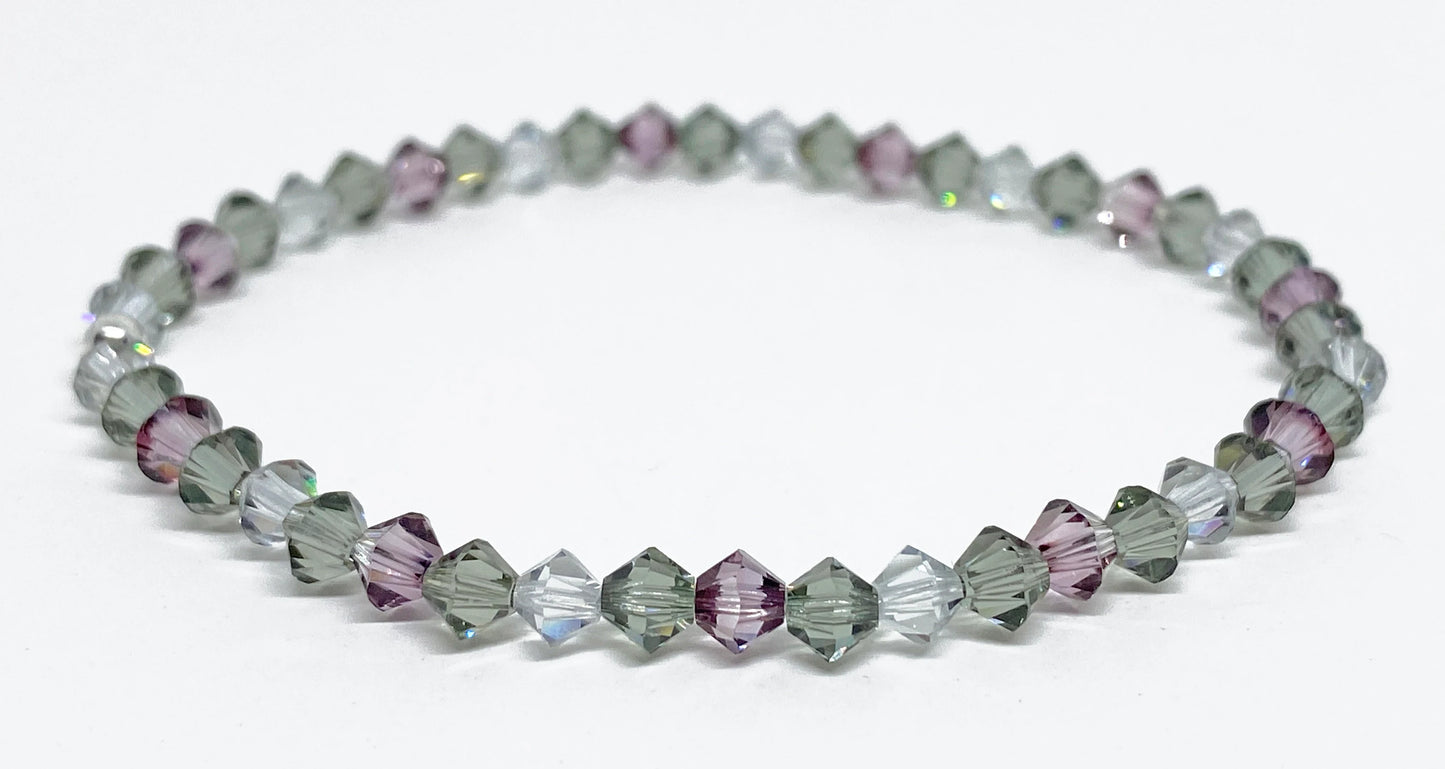 Swarovski Crystal Stretch Accent Bracelet in Antiqued Pink and Gray