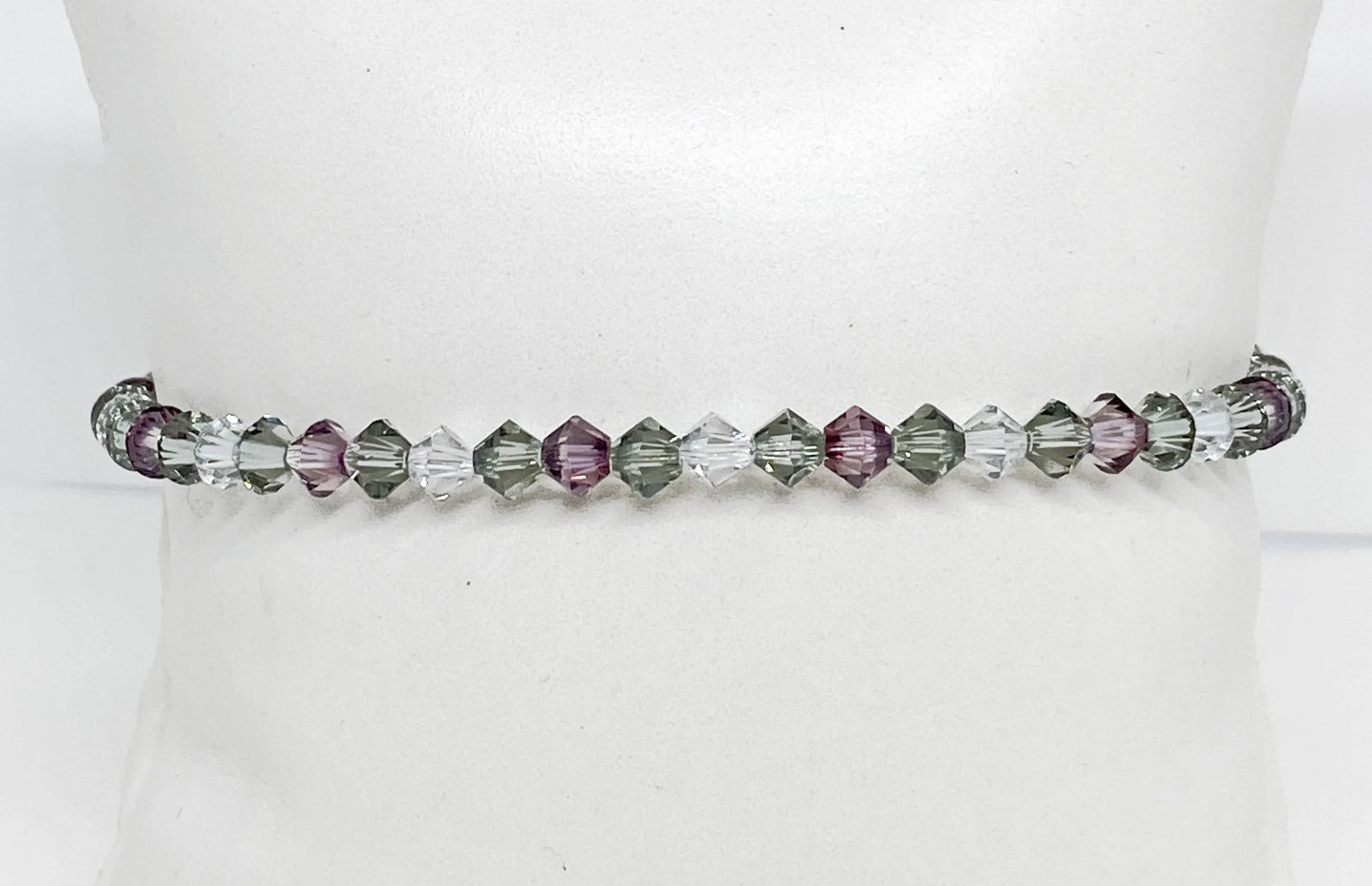 Swarovski Crystal Stretch Accent Bracelet in Antiqued Pink and Gray