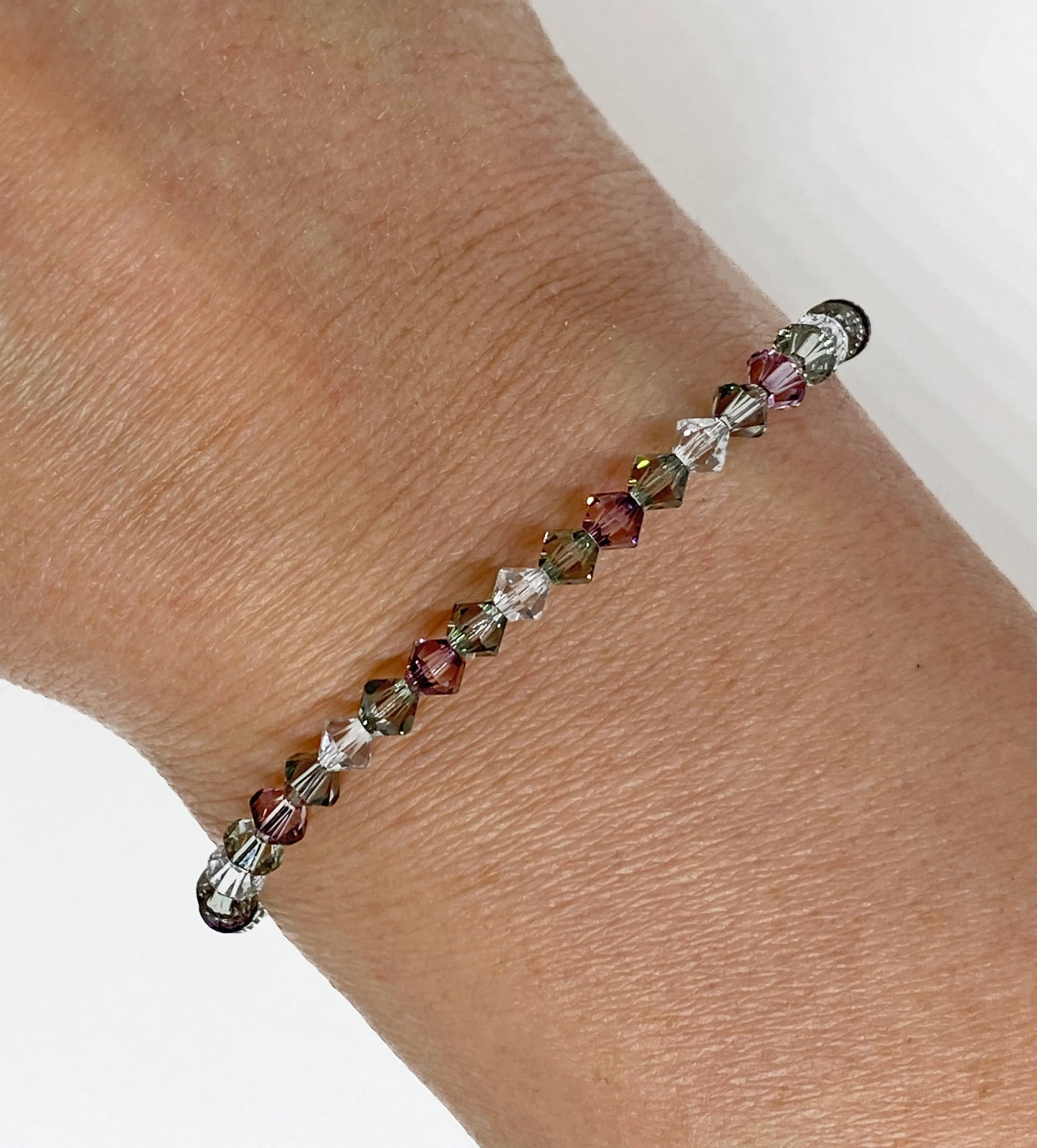 Swarovski Crystal Stretch Accent Bracelet in Antiqued Pink and Gray