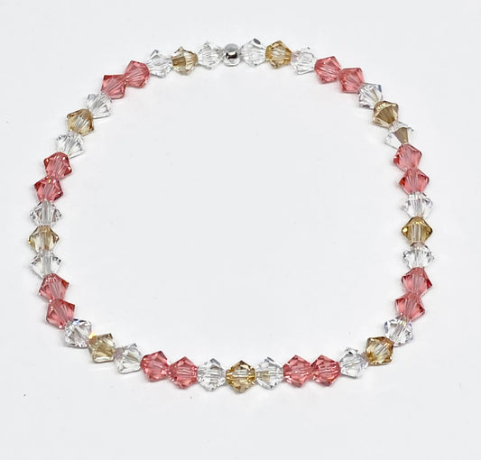 Swarovski Crystal Stretch Accent Bracelet in Rosy Peach with Rose Peach, Golden, and Clear Swarovski Crystals