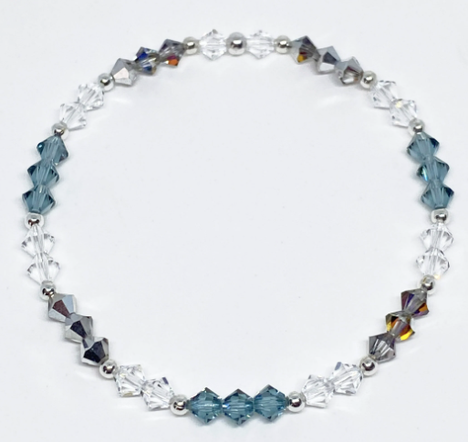 Swarovski Crystal Stretch Accent Bracelet in Volcano Blue - with Volcano, Indian Sapphire, and Clear Swarovski Crystals