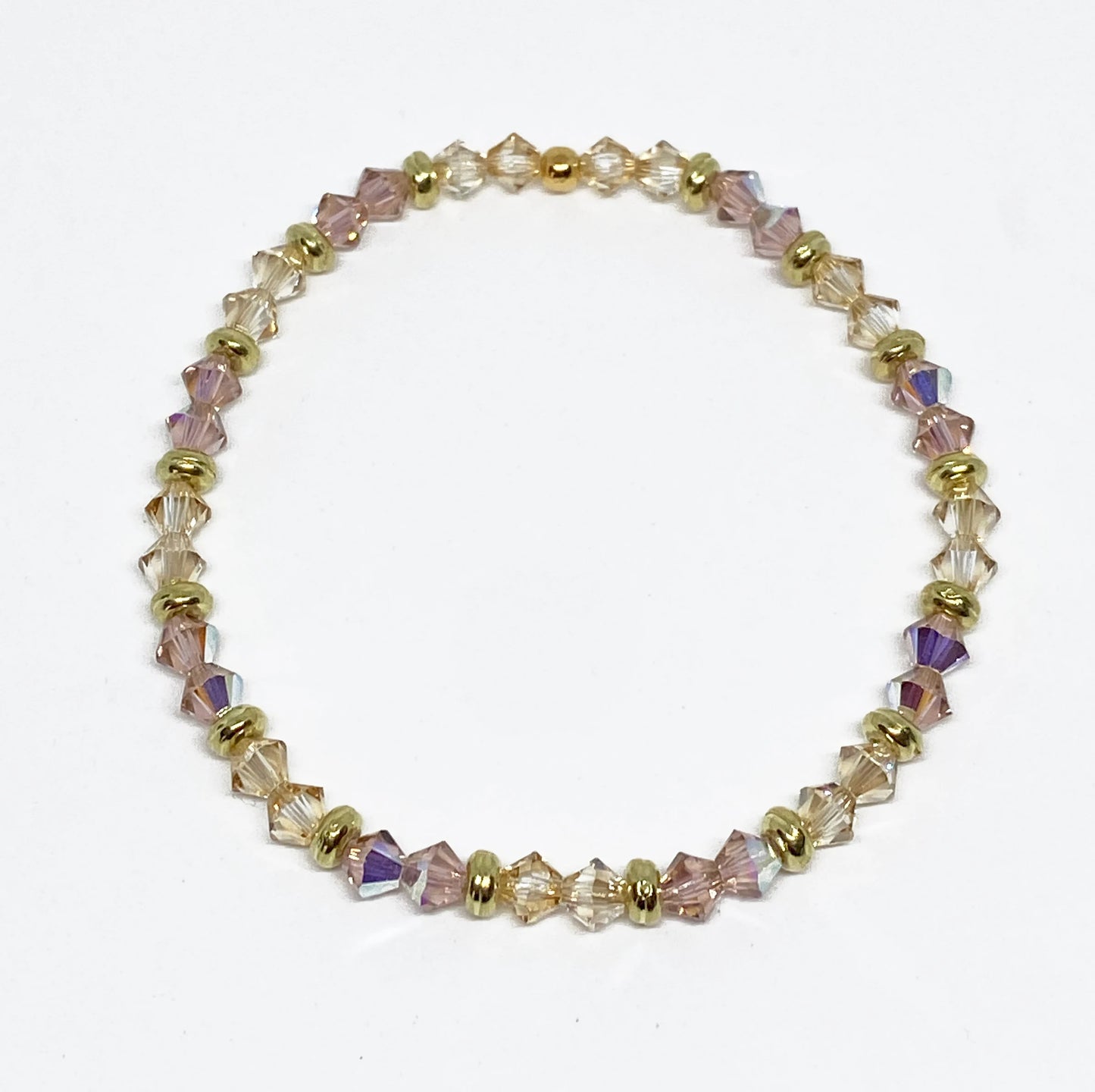 Swarovski Crystal Stretch Accent Bracelet in Vintage Rose AB and Gold