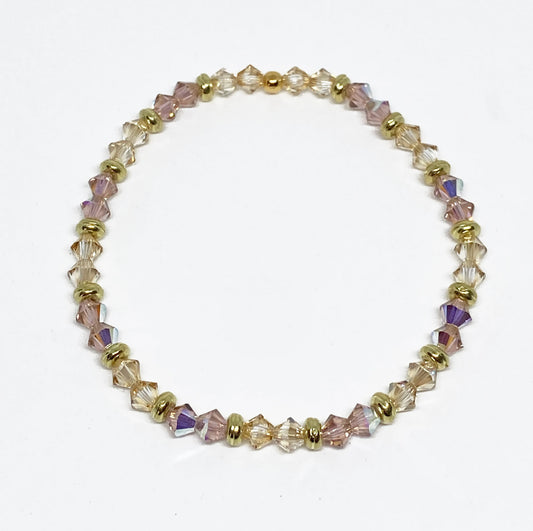 Swarovski Crystal Stretch Accent Bracelet in Vintage Rose AB and Gold