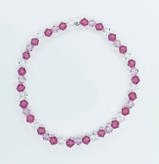 Swarovski Crystal Stretch Accent Bracelet in Pink Paradise - with Rose, Rosaline, and Clear Swarovski Crystals