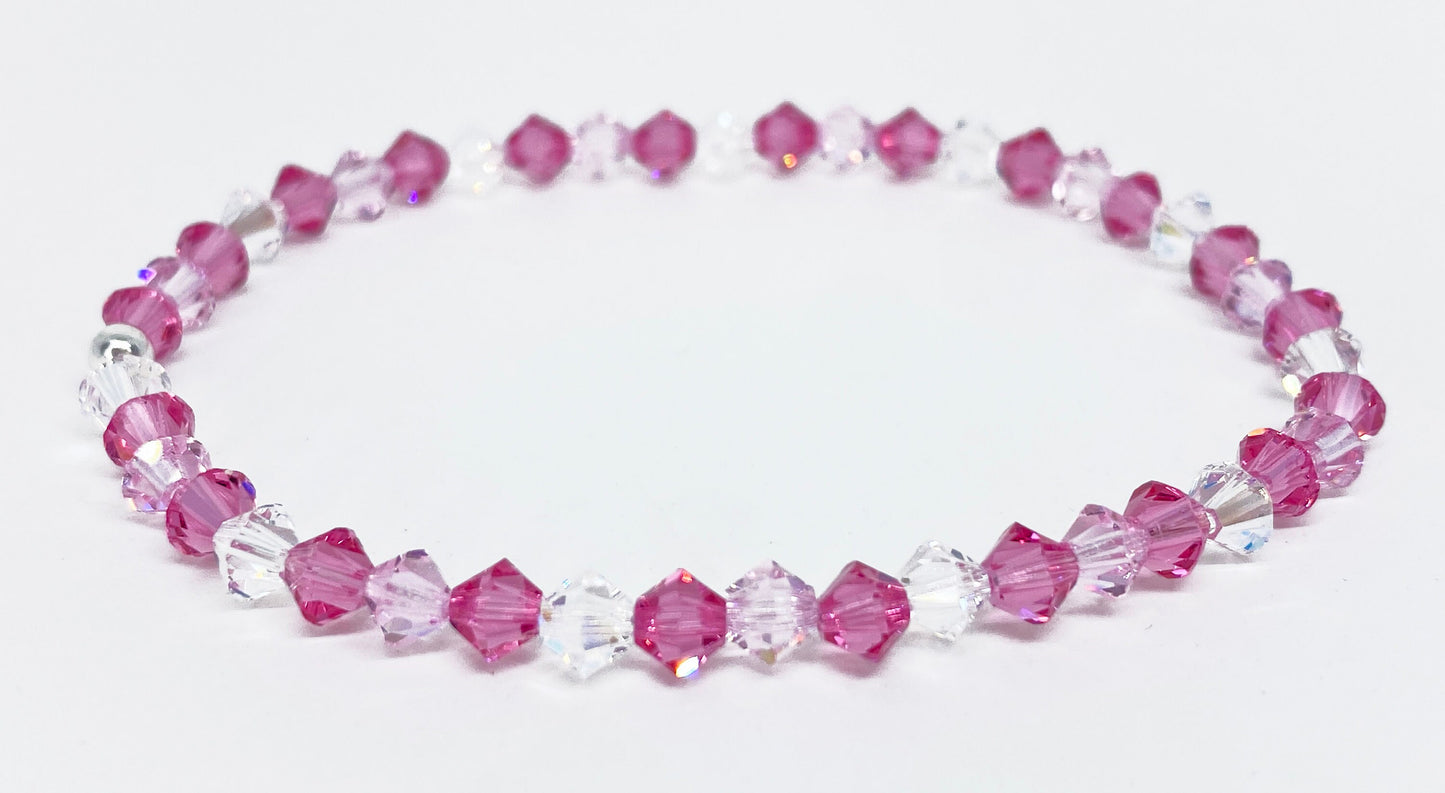 Swarovski Crystal Stretch Accent Bracelet in Pink Paradise - with Rose, Rosaline, and Clear Swarovski Crystals