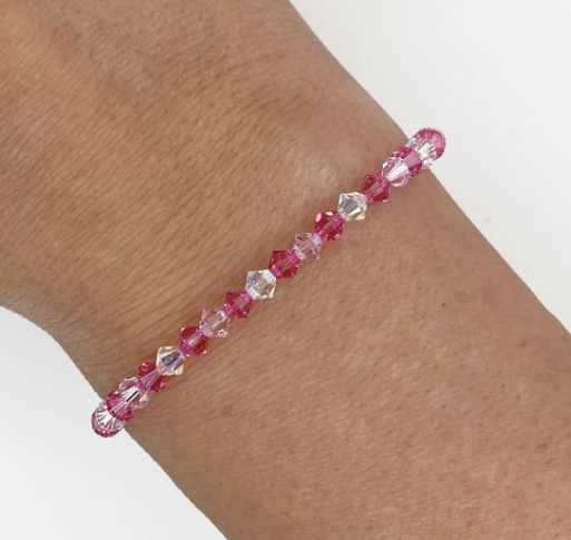 Swarovski Crystal Stretch Accent Bracelet in Pink Paradise - with Rose, Rosaline, and Clear Swarovski Crystals