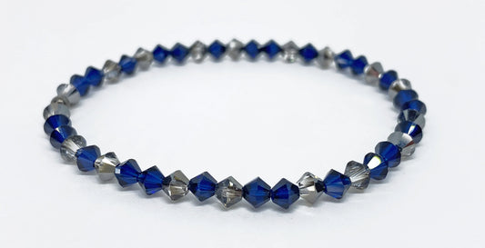 Swarovski Crystal Stretch Accent Bracelet in Night Indigo - with Dark Indigo and Crystal Silver Night Swarovski Crystals