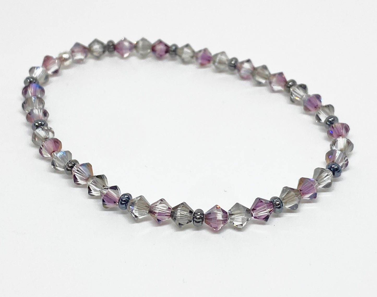 Swarovski Crystal Stretch Accent Bracelet in Lilac Satin