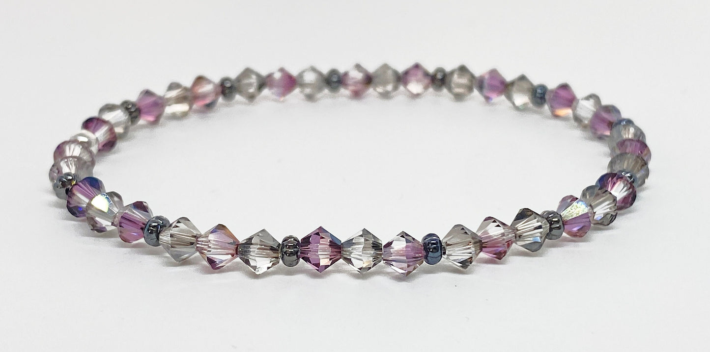 Swarovski Crystal Stretch Accent Bracelet in Lilac Satin