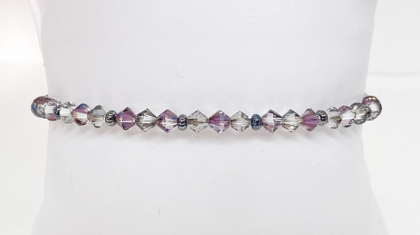 Swarovski Crystal Stretch Accent Bracelet in Lilac Satin