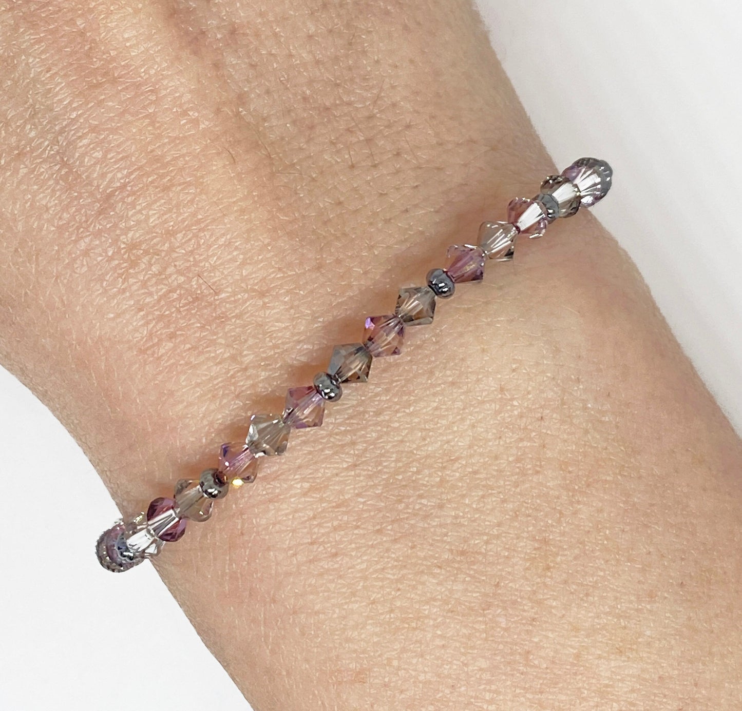 Swarovski Crystal Stretch Accent Bracelet in Lilac Satin
