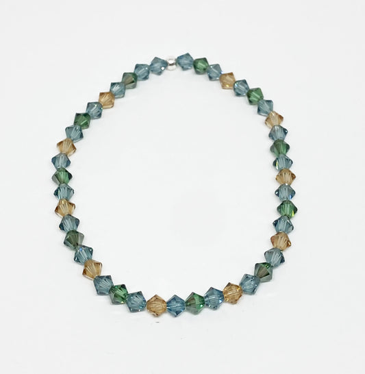 Swarovski Crystal Stretch Accent Bracelet in Dusk - with Erinite, Sapphire, and Topaz Swarovski Crystals