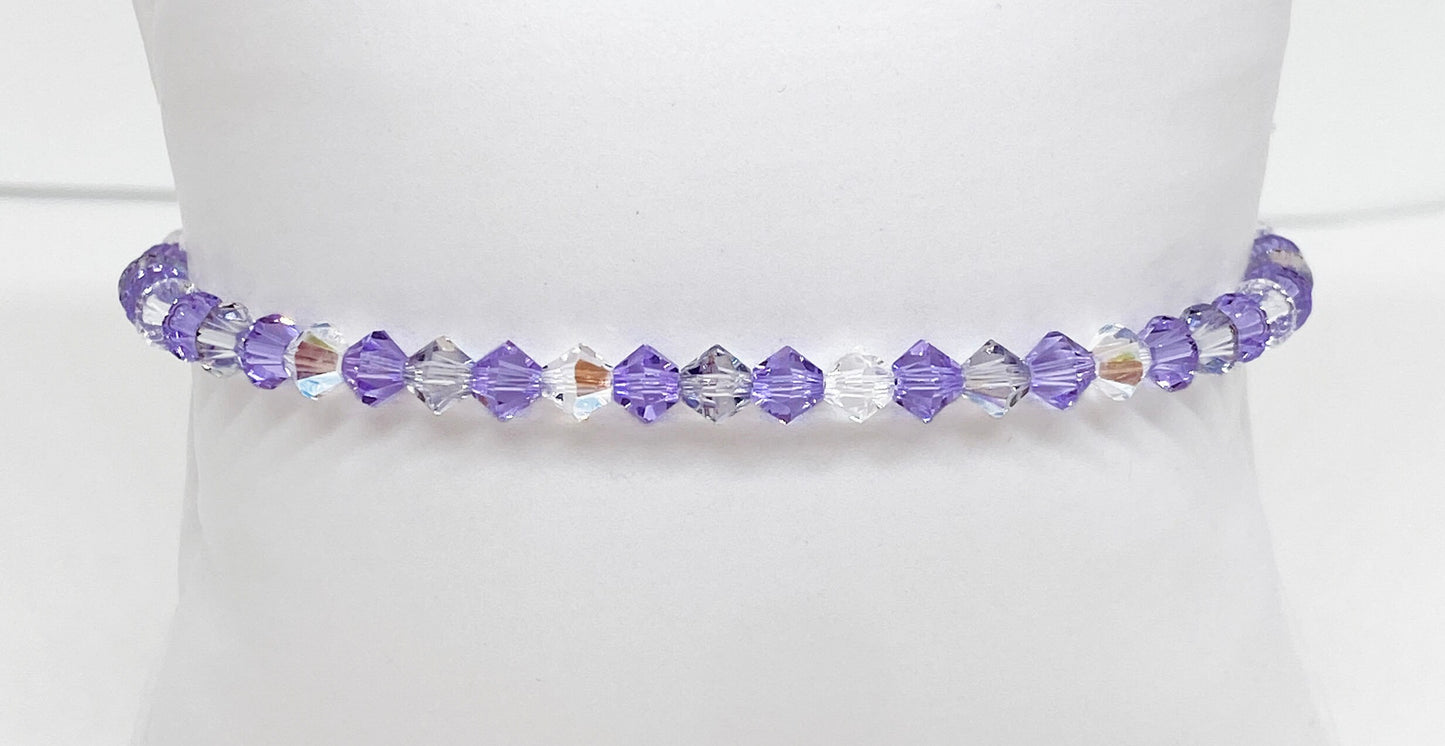 Swarovski Crystal Accent Bracelet in Violet Shimmer - with Violet and Smoky Mauve Swarovski Crystals