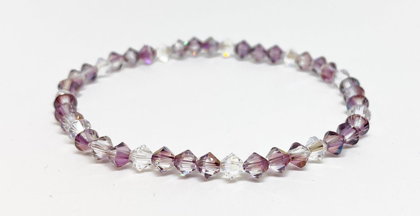 Swarovski Crystal Accent Bracelet in Moonlight Lilac - with Lilac and Clear Swarovski Crystals