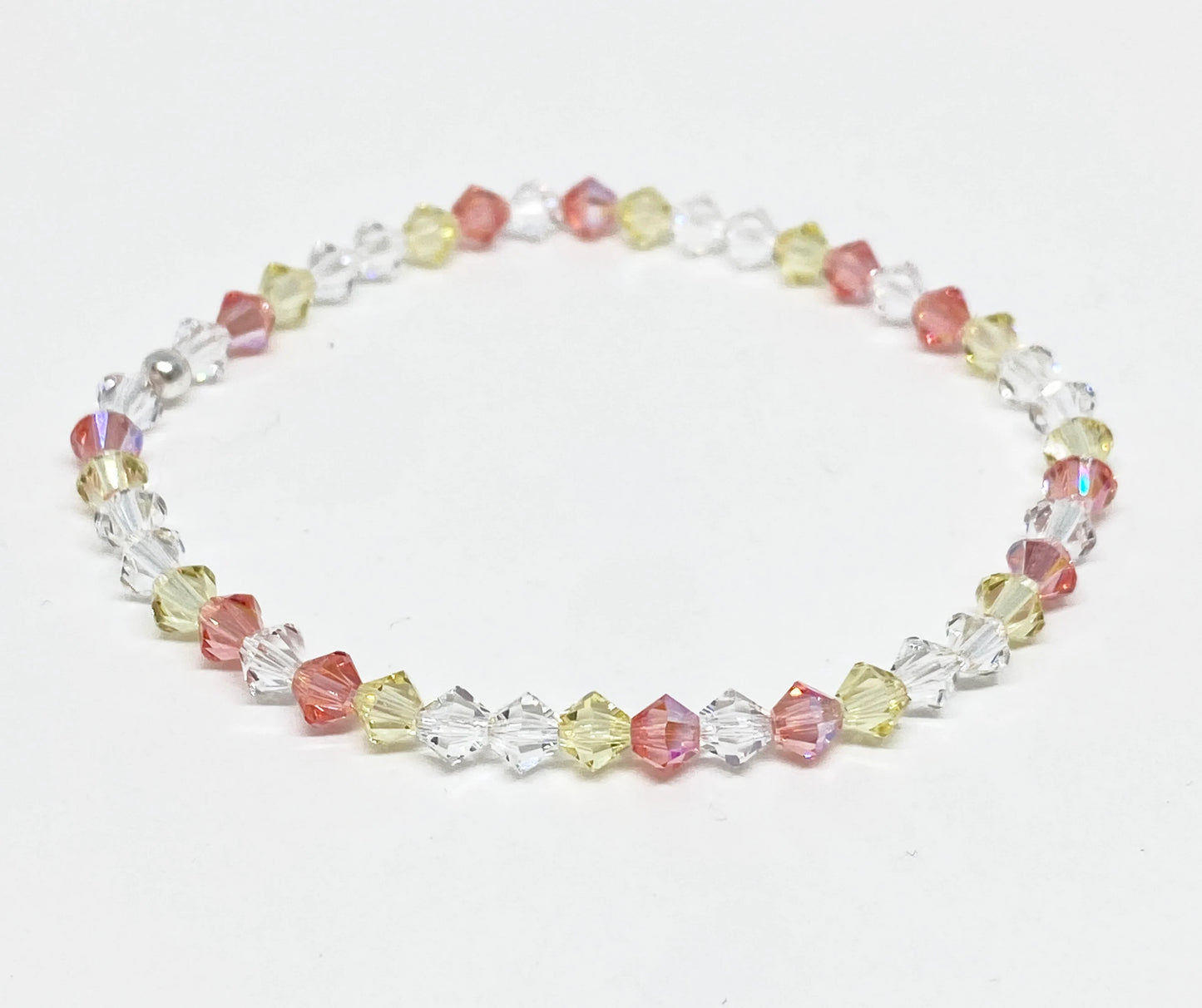 Swarovski Crystal Stretch Accent Bracelet in Peach Bellini - with Rose Peach, Yellow and Clear Swarovski Crystals
