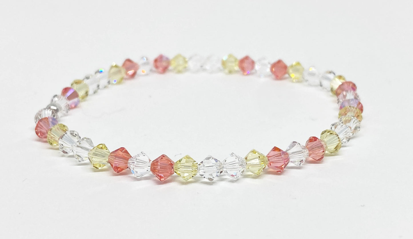 Swarovski Crystal Stretch Accent Bracelet in Peach Bellini - with Rose Peach, Yellow and Clear Swarovski Crystals