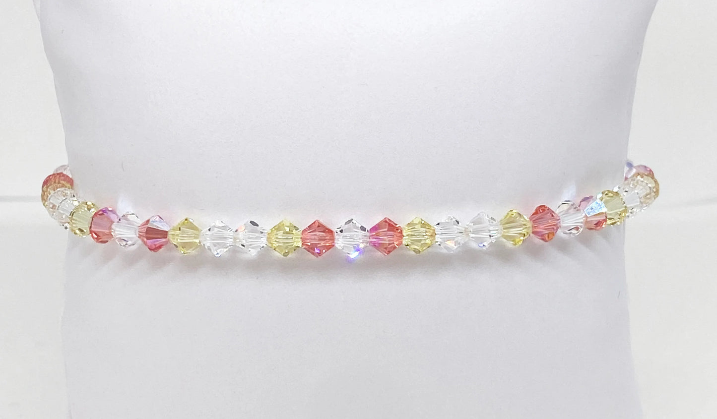Swarovski Crystal Stretch Accent Bracelet in Peach Bellini - with Rose Peach, Yellow and Clear Swarovski Crystals