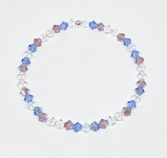 Swarovski Crystal Stretch Accent Bracelet in Bluebell - with Light Amethyst Shimmer Swarovski Crystals
