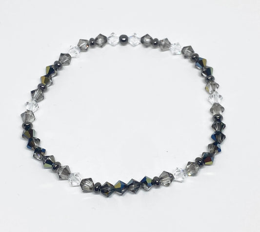 Swarovski Crystal Stretch Accent Bracelet in Carbon Gray - with Tabac, Crystal Satin, and Clear Swarovski Crystals
