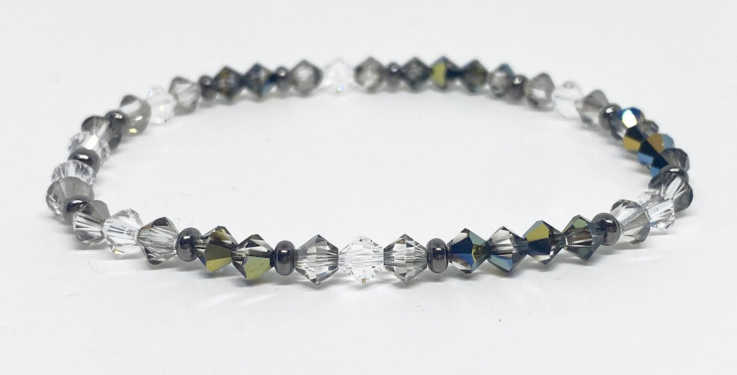 Swarovski Crystal Stretch Accent Bracelet in Carbon Gray - with Tabac, Crystal Satin, and Clear Swarovski Crystals