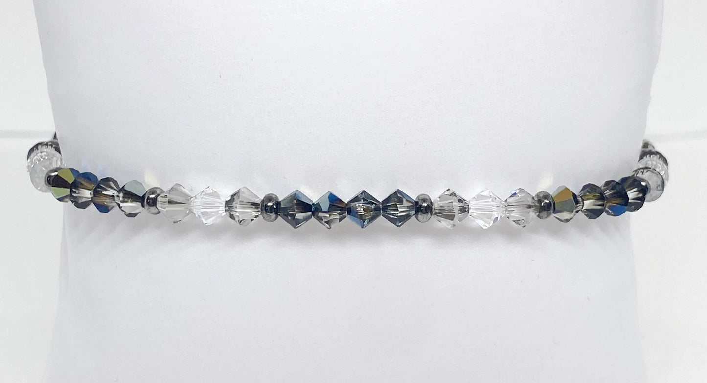 Swarovski Crystal Stretch Accent Bracelet in Carbon Gray - with Tabac, Crystal Satin, and Clear Swarovski Crystals