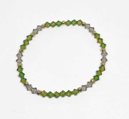 Swarovski Crystal Stretch Accent Bracelet in Green Tea - with Fern Green and Topaz Swarovski Crystals