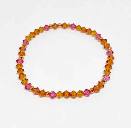 Swarovski Crystal Stretch Accent Bracelet in Sunset - with Astral Pink, Indian Pink, and Topaz Swarovski Crystals