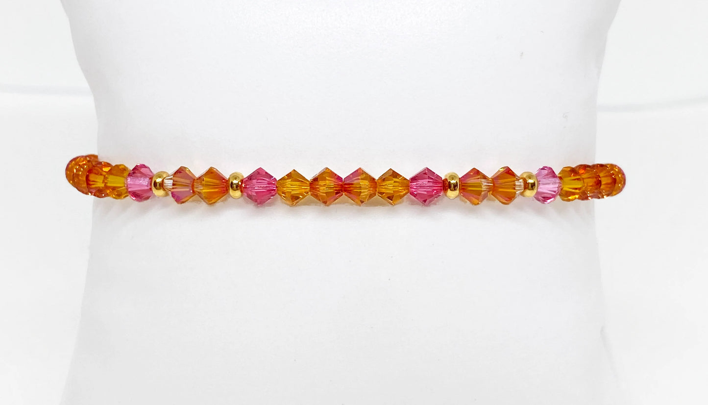 Swarovski Crystal Stretch Accent Bracelet in Sunset - with Astral Pink, Indian Pink, and Topaz Swarovski Crystals