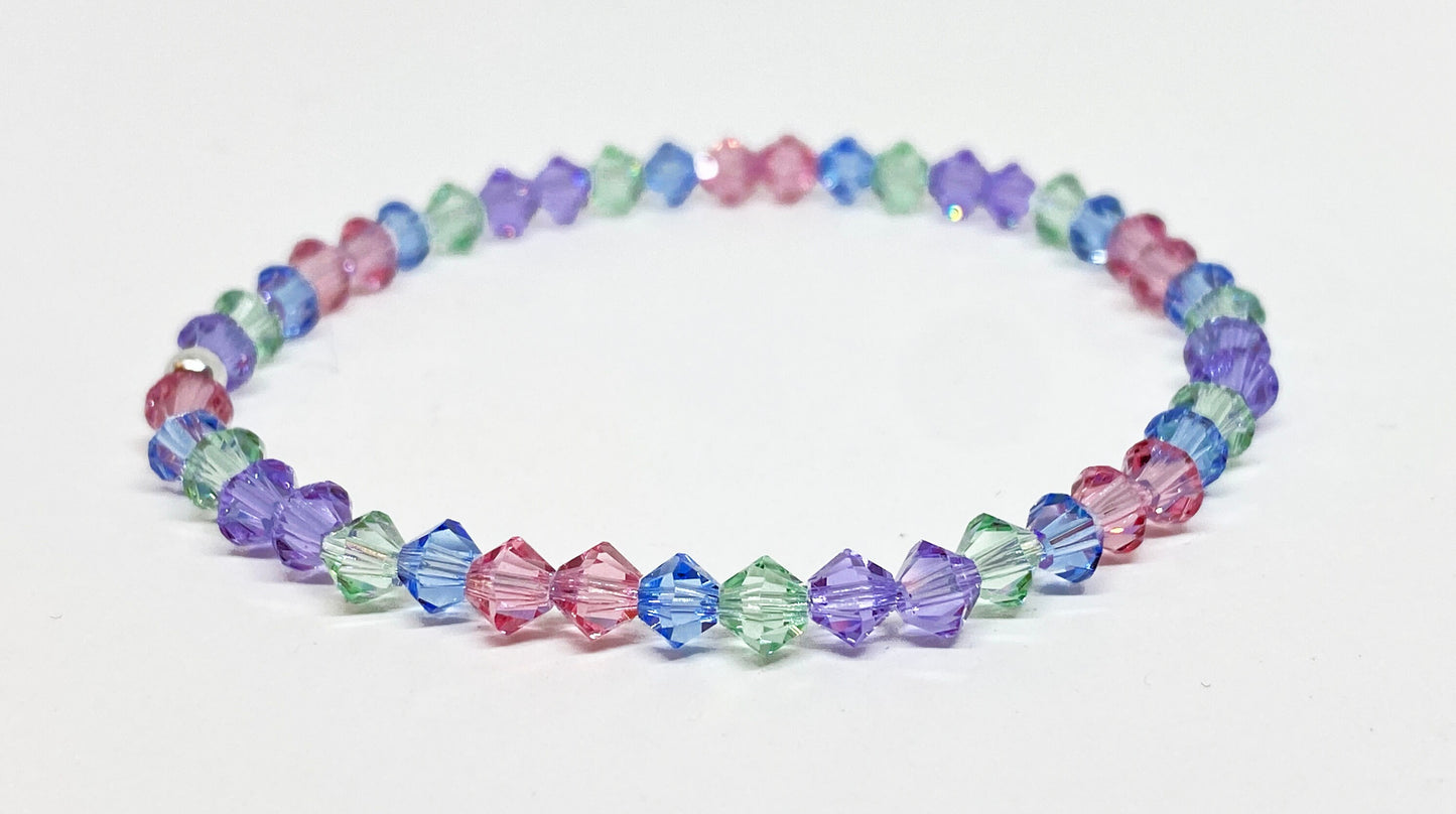 Swarovski Crystal Stretch Accent Bracelet in Watercolor - with Light Rose, Light Sapphire, and Violet Swarovski Crystals
