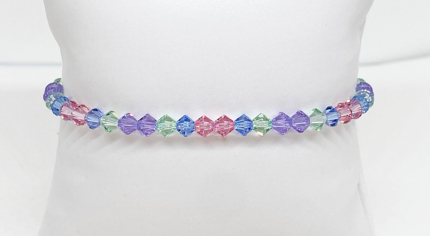 Swarovski Crystal Stretch Accent Bracelet in Watercolor - with Light Rose, Light Sapphire, and Violet Swarovski Crystals