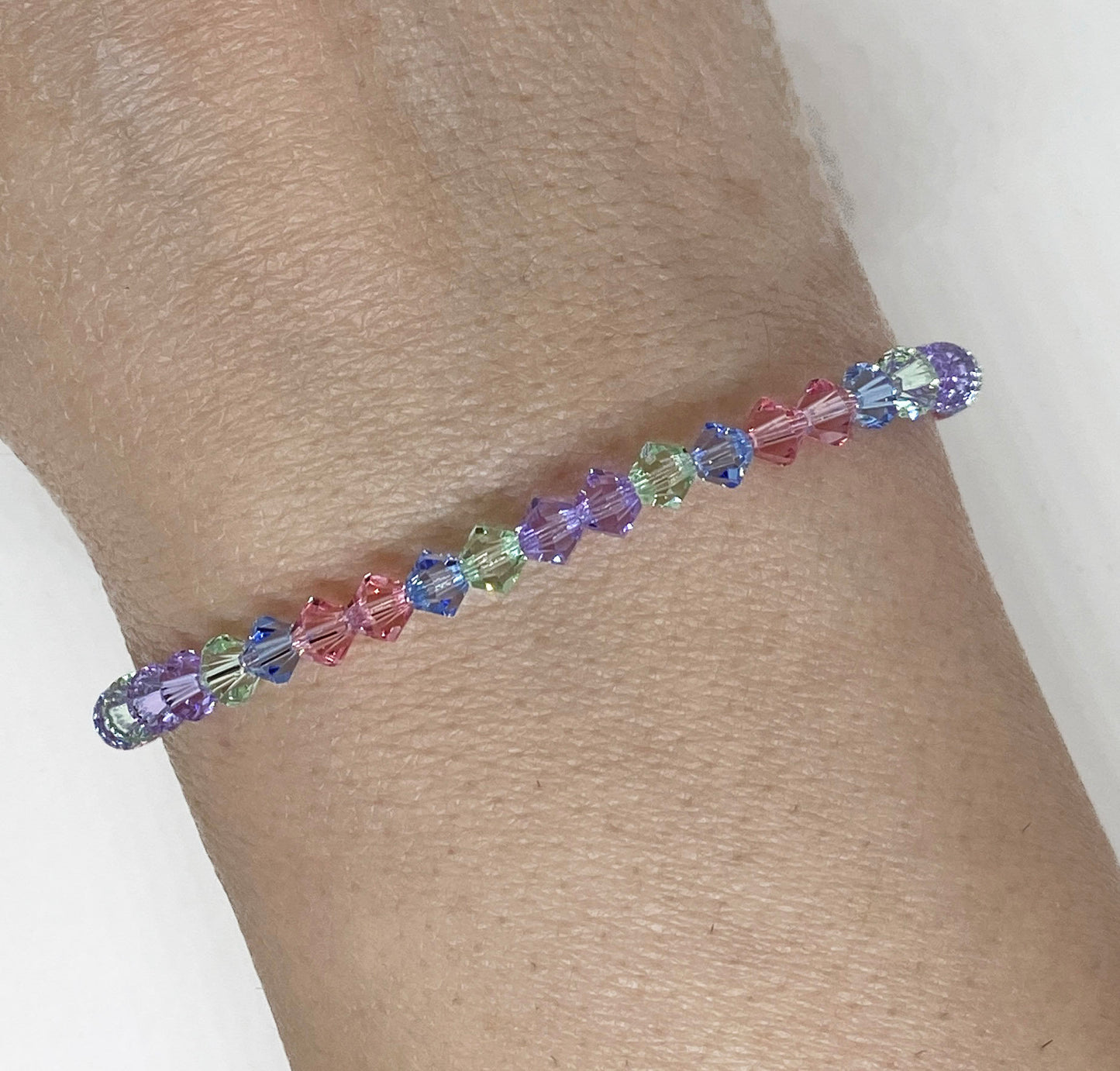 Swarovski Crystal Stretch Accent Bracelet in Watercolor - with Light Rose, Light Sapphire, and Violet Swarovski Crystals