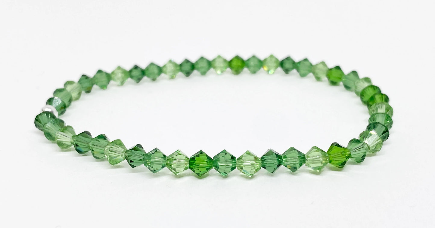 Swarovski Crystal Accent Bracelet in Gardenia - Fern Green, Peridot, and Erinite Swarovski Crystals