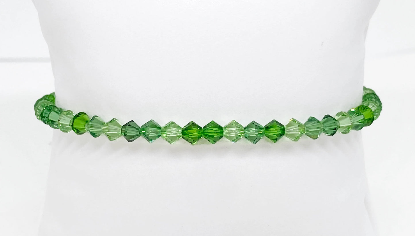 Swarovski Crystal Accent Bracelet in Gardenia - Fern Green, Peridot, and Erinite Swarovski Crystals