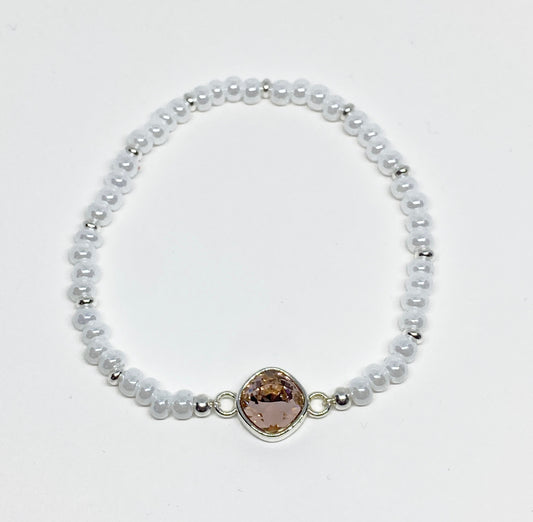 Swarovski Crystal Cushion Bracelet in Vintage Rose Shade