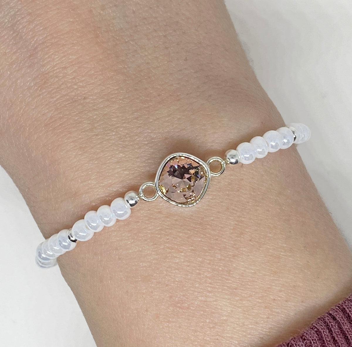 Swarovski Crystal Cushion Bracelet in Vintage Rose Shade